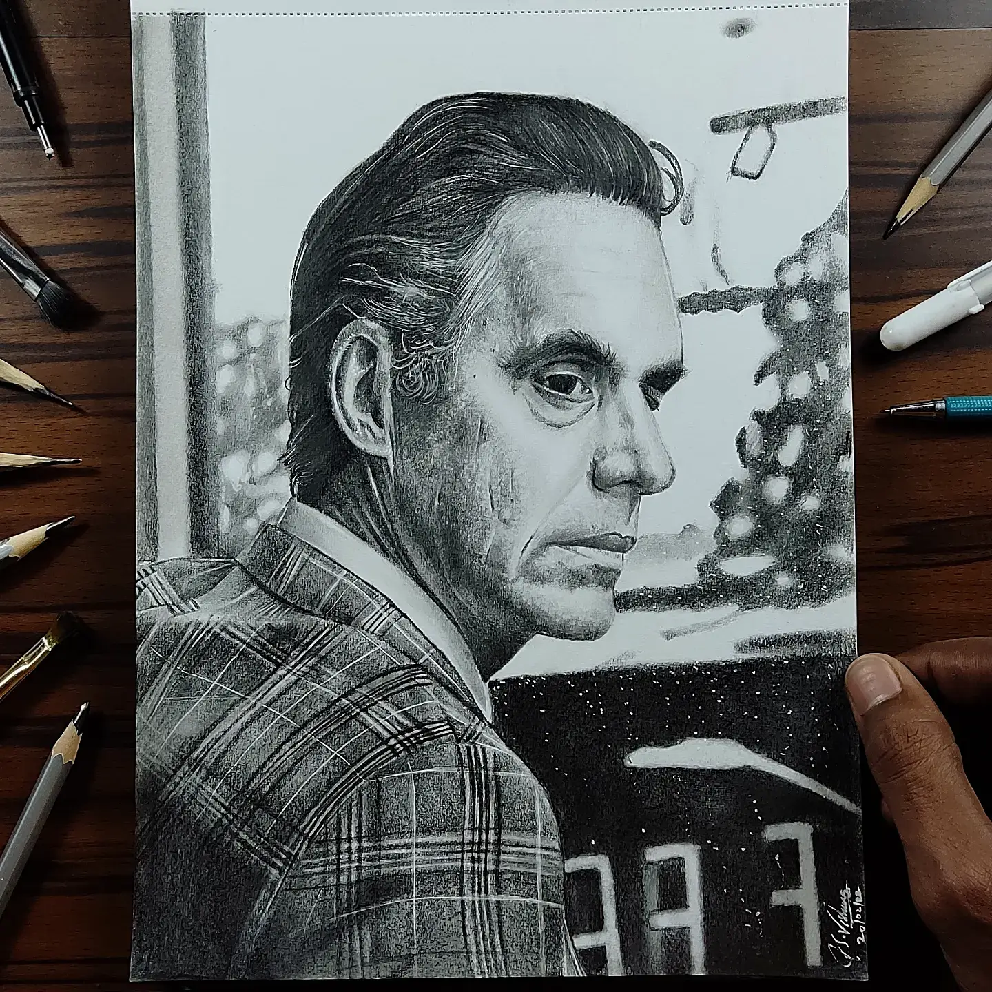 A portrait drawing of Jordan B Peterson by me