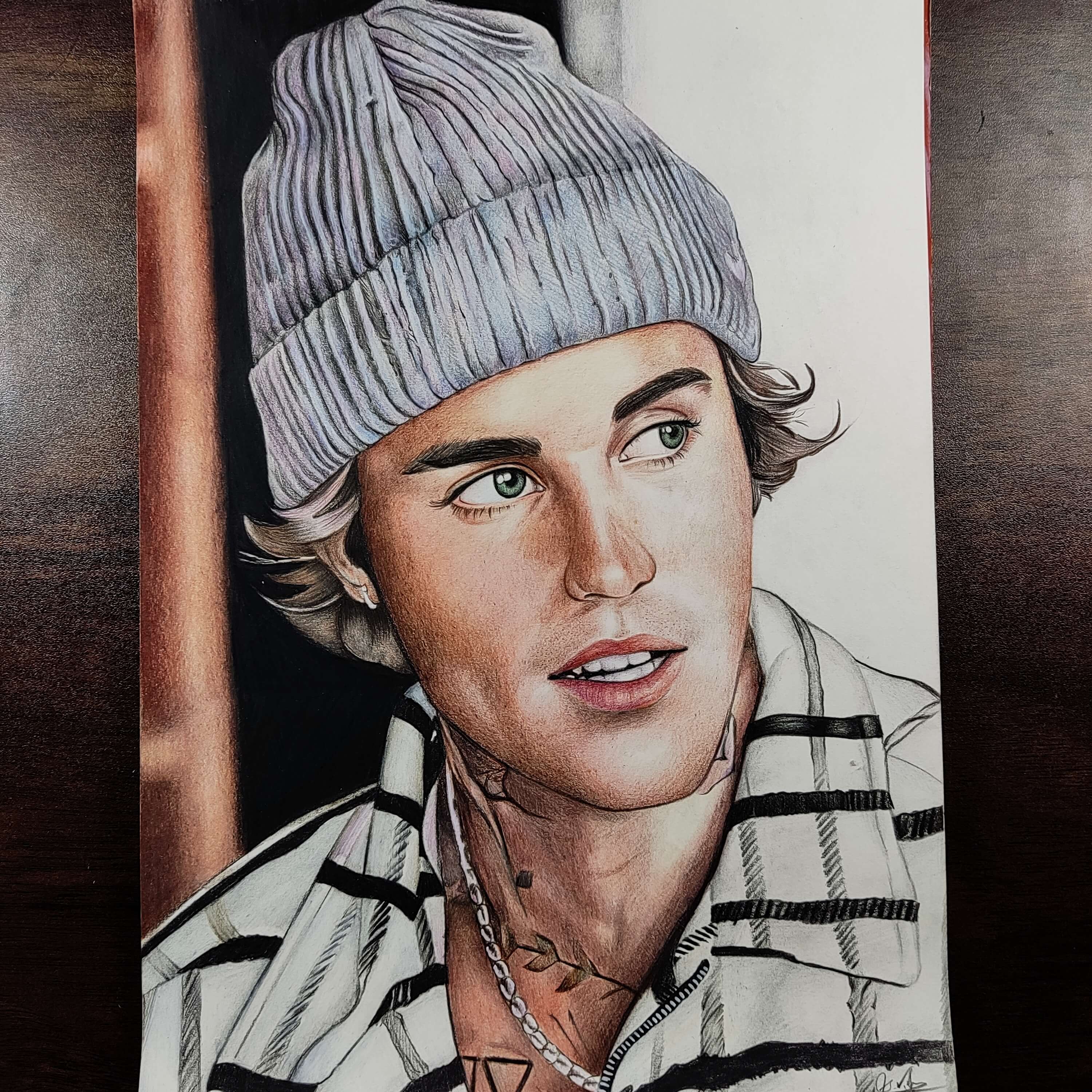 A portrait drawing of Justin beiber by me