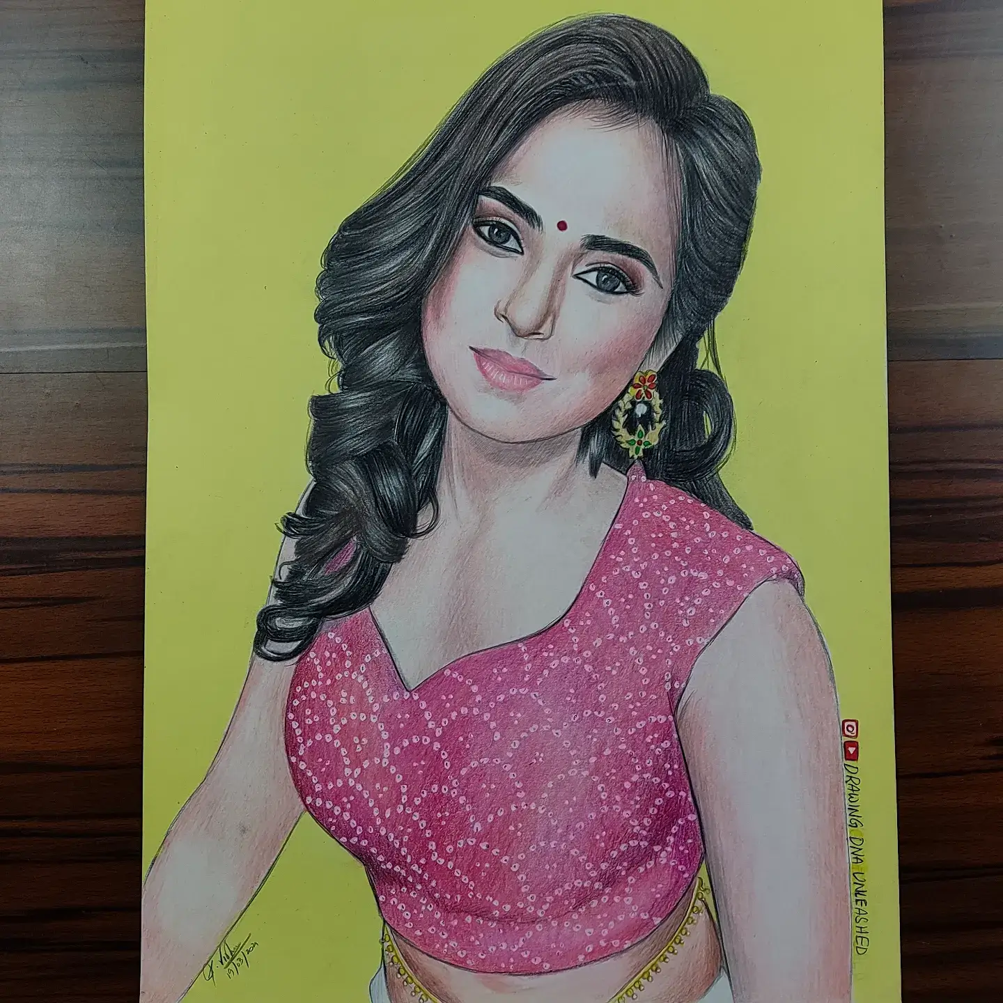 A portrait drawing of Actress Ramya Pandiyan by me